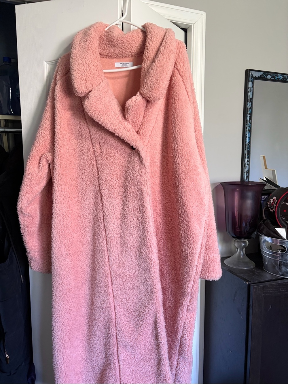 Smash + Tess Plush Pink Teddy Coat with Shawl Collar size XL to 2x